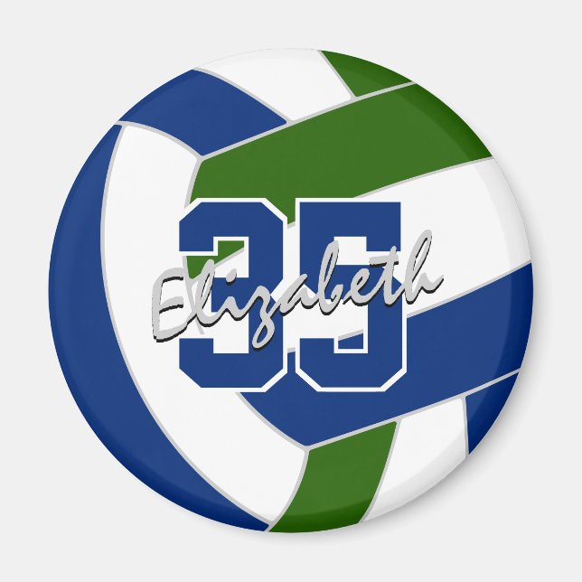 blue green volleyball team colours gifts magnet (Front)