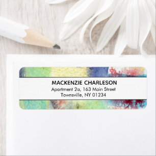 Blue Green Watercolor Abstract Pastel Address