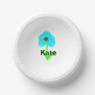 Blue green watercolor add your name tex paper plate