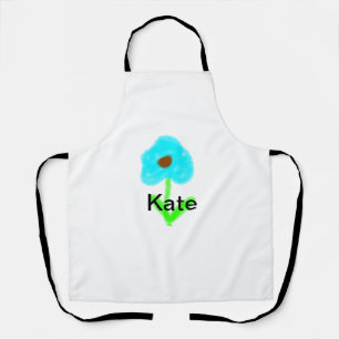 Blue green watercolor add your name text custom  apron