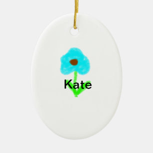 Blue green watercolor add your name text custom ceramic ornament