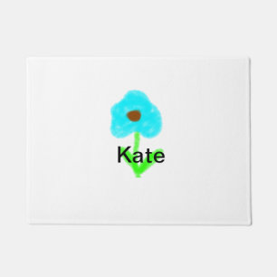 Blue green watercolor add your name text custom  doormat