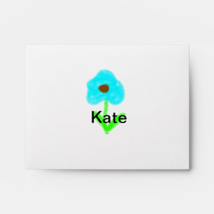 Blue green watercolor add your name text custom  envelope