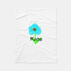 Blue green watercolor add your name text custom fleece blanket