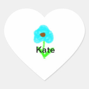 Blue green watercolor add your name text custom  heart sticker