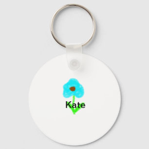 Blue green watercolor add your name text custom keychain