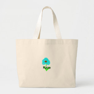 Blue green watercolor add your name text custom large tote bag