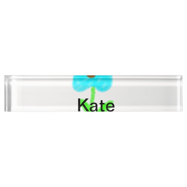Blue green watercolor add your name text custom  nameplate (Front)
