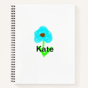 Blue green watercolor add your name text custom notebook