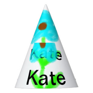 Blue green watercolor add your name text custom party hat