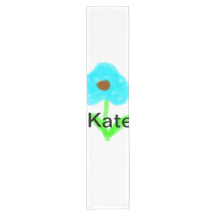 Blue green watercolor add your name text custom short table runner