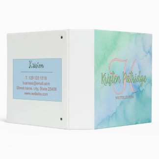 blue green watercolor editor writer name monogram binder