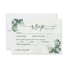Blue Green watercolor flowers customizable RSVP