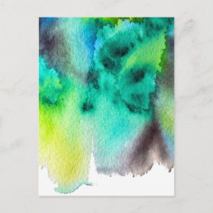 Blue Green watercolor marble abstract tie dye Postcard