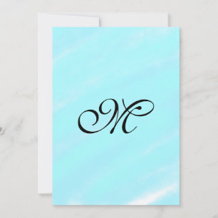 Blue green watercolor monogram add letter pastel invitation