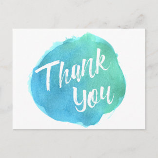Blue Green Watercolor Thank You Postcards
