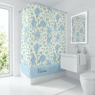 Blue Green Watercolor Wildflower Monogram