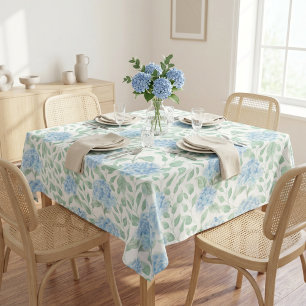 Blue Green Watercolor Wildflower Tablecloth
