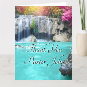 Blue Green Waterfall Sunrise Pastor Appreciation  Thank You Card