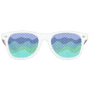 Blue Green Waves Colour Gradient Retro Sunglasses