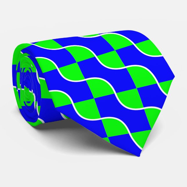 Blue-green waves tie (Rolled)