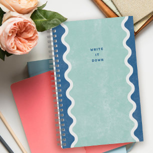 Blue Green Wavy Lines Spiral Journal Notebook
