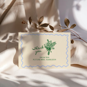 Blue Green Whimsical Handwritten Thank You Card