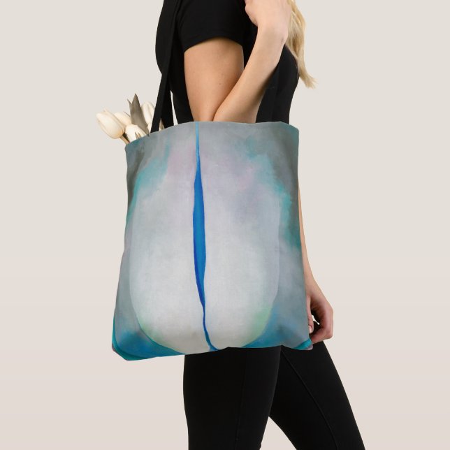 Blue green white abstract art by Georgia O'Keeffe  Tote Bag (Close Up)