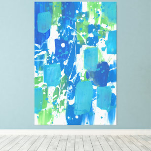 Blue Green White Abstract Canvas Print