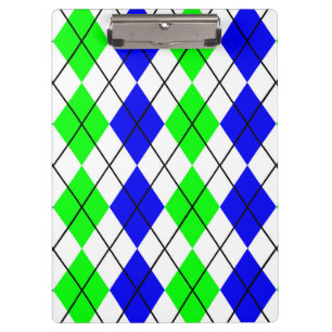 Blue Green White Argyle Diamond Design Clipboard