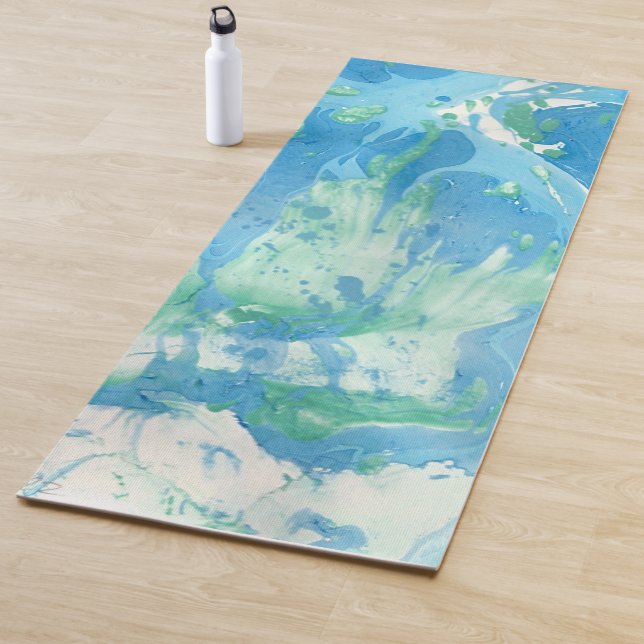 Blue Green White Modern Abstract Design Template Yoga Mat (In Situ)