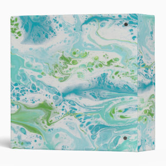 blue green & white ocean inspired swirl painting binder