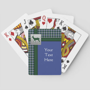 Blue, Green, White Plaid with Deer Playing Cards