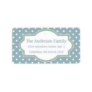 Blue Green & White Polka Dot Return Address Label
