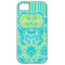 Blue, Green, White Striped Damask iPhone 5