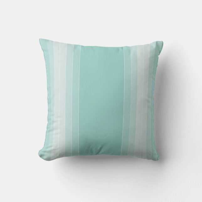 Blue Green White Striped Template Trend Colours Throw Pillow (Front)