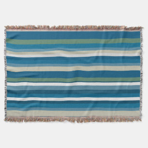 Blue, green, white Stripes Throw Blanket