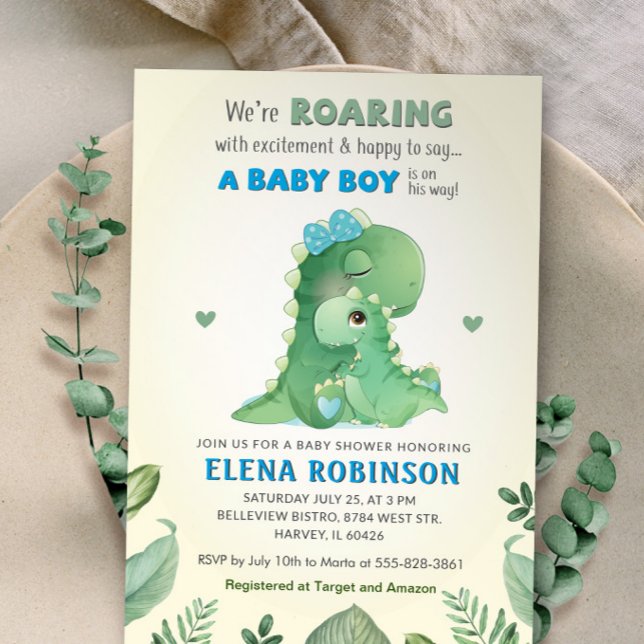 Blue Green Wild Dinosaur Baby Boy Shower Sprinkle Invitation (Creator Uploaded)