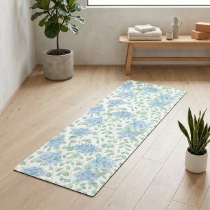 Blue Green Wildflower Watercolor Yoga Mat