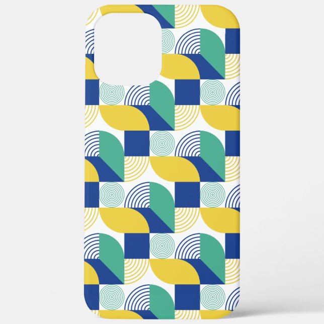 Blue Green Yellow Abstract Geometric Pattern Case-Mate iPhone Case (Back)