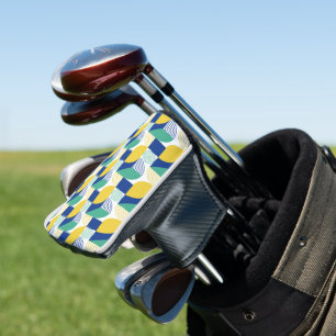Blue Green Yellow Abstract Geometric Pattern Golf Head Cover