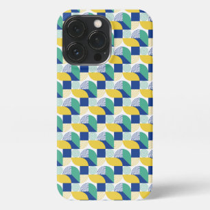 Blue Green Yellow Abstract Geometric Pattern iPhone 13 Pro Case
