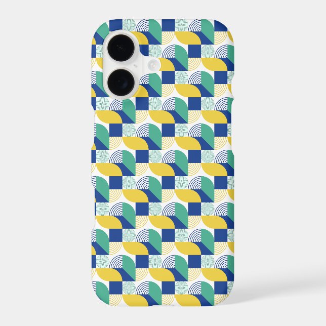 Blue Green Yellow Abstract Geometric Pattern iPhone Case (Back)