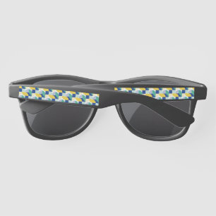 Blue Green Yellow Abstract Geometric Pattern Sunglasses