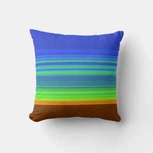 Blue Green Yellow Brown Stripes Throw Pillow