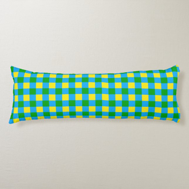 Blue Green Yellow Check Plaid Pattern Design  Body Pillow (Front)