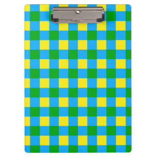 Blue Green Yellow Check Plaid Pattern Design  Clipboard