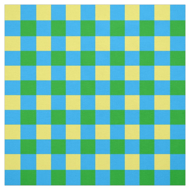 Blue Green Yellow Check Plaid Pattern Design  Fabric (Swatch)