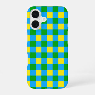 Blue Green Yellow Check Plaid Pattern Design  iPhone 16 Case
