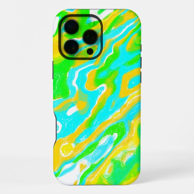 Blue Green Yellow Colourful Abstract Marble Liquid iPhone Case (Back)